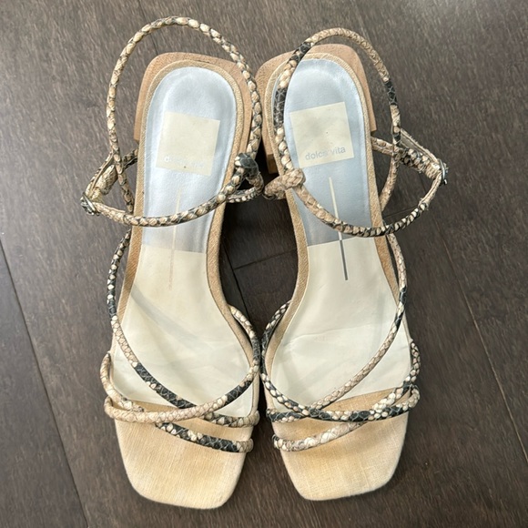 Dolce Vita snake embossed strappy sandals with block heel in size 8 - Picture 2 of 11
